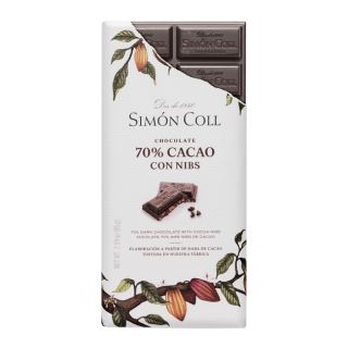 Tablet handgemachter Schokolade 70% Kakao Nibs, 85 gr