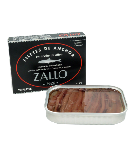 Acciughe del cantabrico in Olio di Oliva selezione premium di 12 filetti,85 g di Zallo