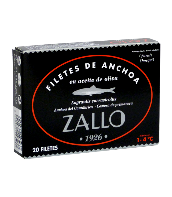 Acciughe del cantabrico in Olio di Oliva selezione premium di 12 filetti,85 g di Zallo