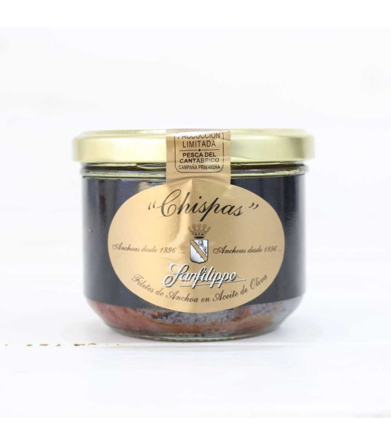 Chispas Sanfilippo, trozos de lomos de anchoas en tarro de cristal, 230 grs