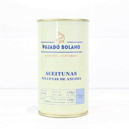 Aceitunas Rellenas de Anchoa, 350 grs Pujado Solano