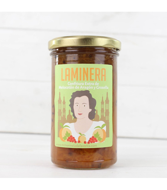 Marmalade "LAMINERA" of Peach from Aragon and Currant, 300 gr.
