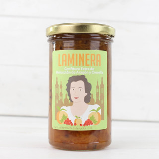 Marmalade "LAMINERA" of Peach from Aragon and Currant, 300 gr.
