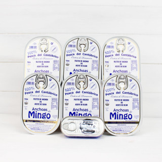 Gift Pack 6 cans Anchovies 14 Mingo Fillets + Anchovies 50grs Del Ponto