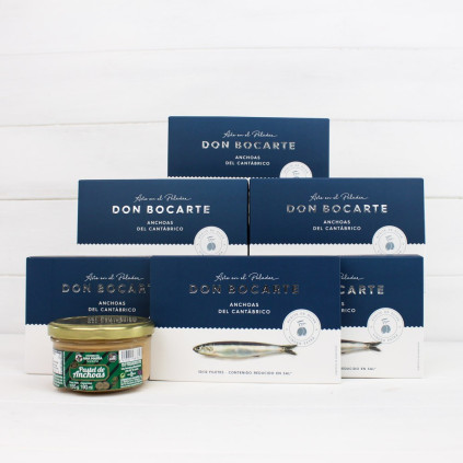 Gift Pack 6 cans Anchovies Don Bocarte 100grs + Anchovy Pate
