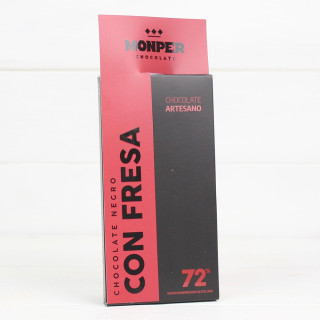 Tableta de Chocolate Negro Artesanal con Fresa 85gr